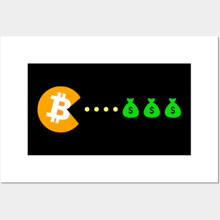 Bitcoin eats Dollar Posters and Art